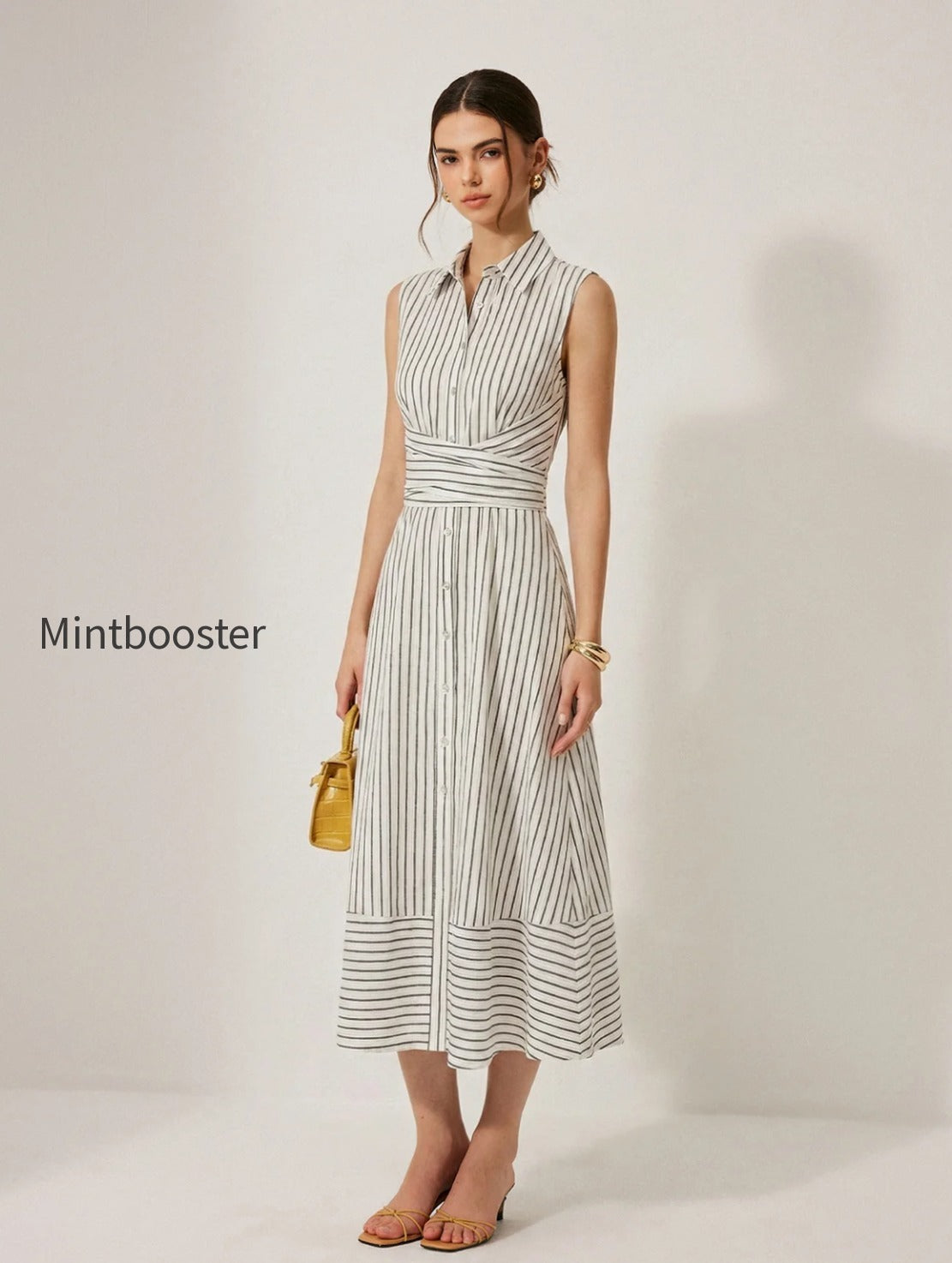 striped-collared-sleeveless-tie-waist-midi-dress