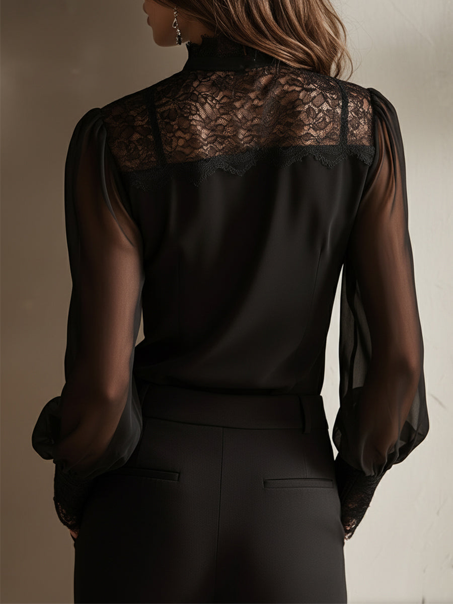 retro-elegant-lace-stand-up-collar-tie-neck-chiffon-blouse-hrpk
