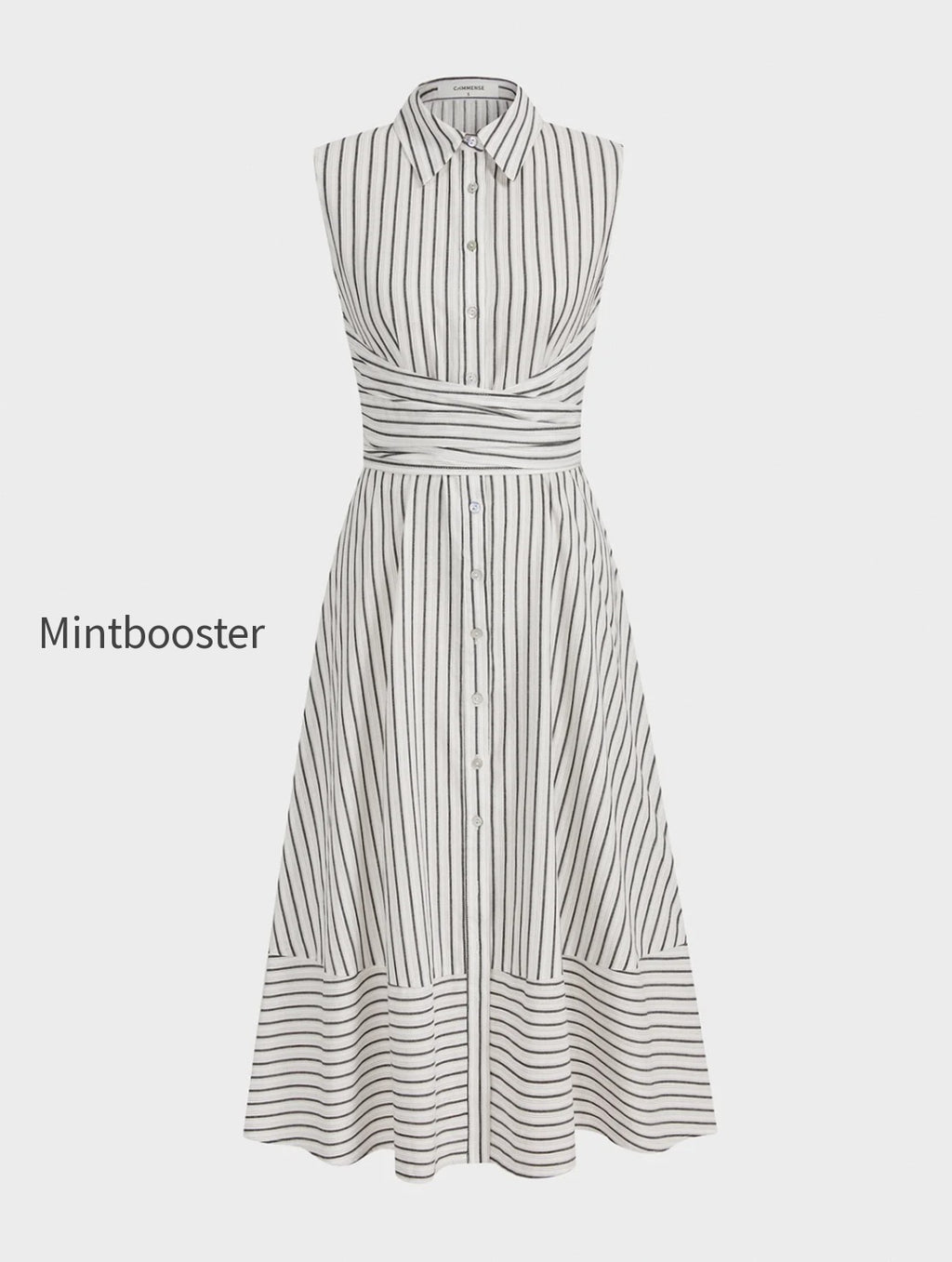 striped-collared-sleeveless-tie-waist-midi-dress