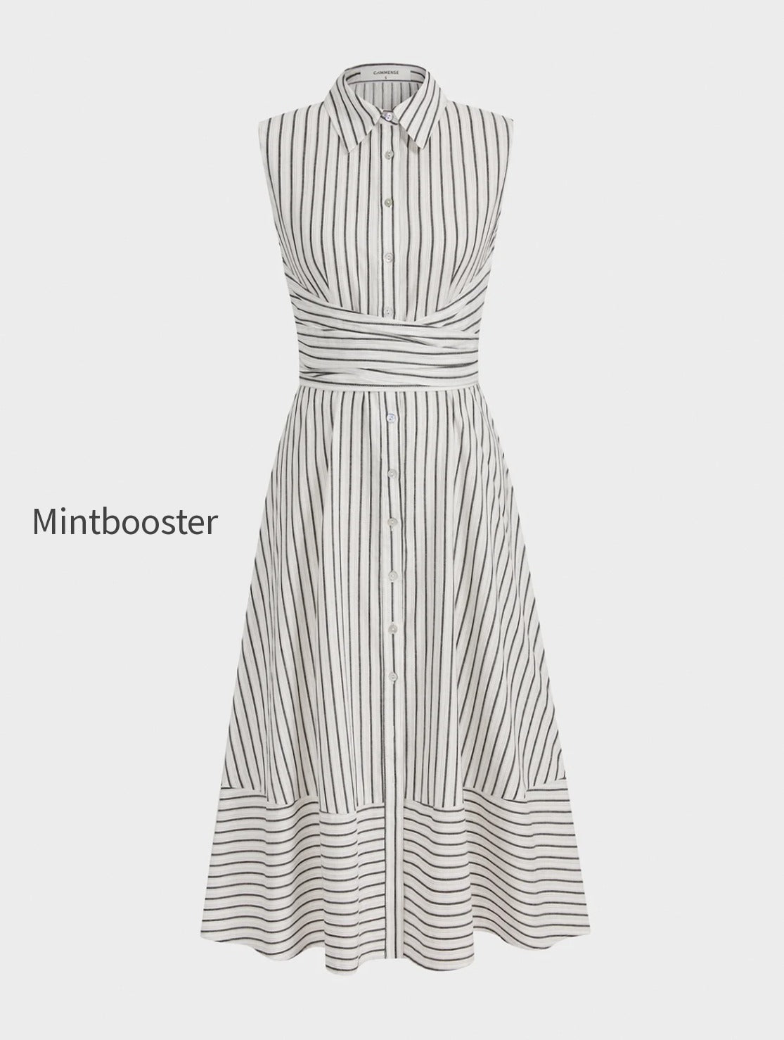 striped-collared-sleeveless-tie-waist-midi-dress