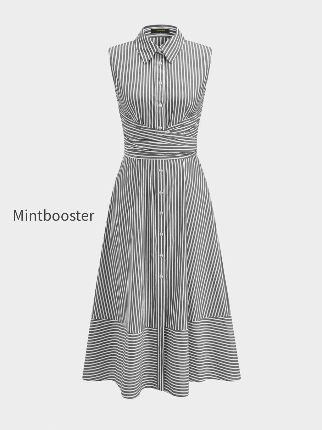 striped-collared-sleeveless-tie-waist-midi-dress