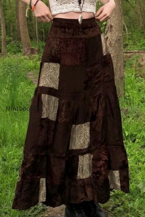 vintage-inspired-color-block-velvet-skirt