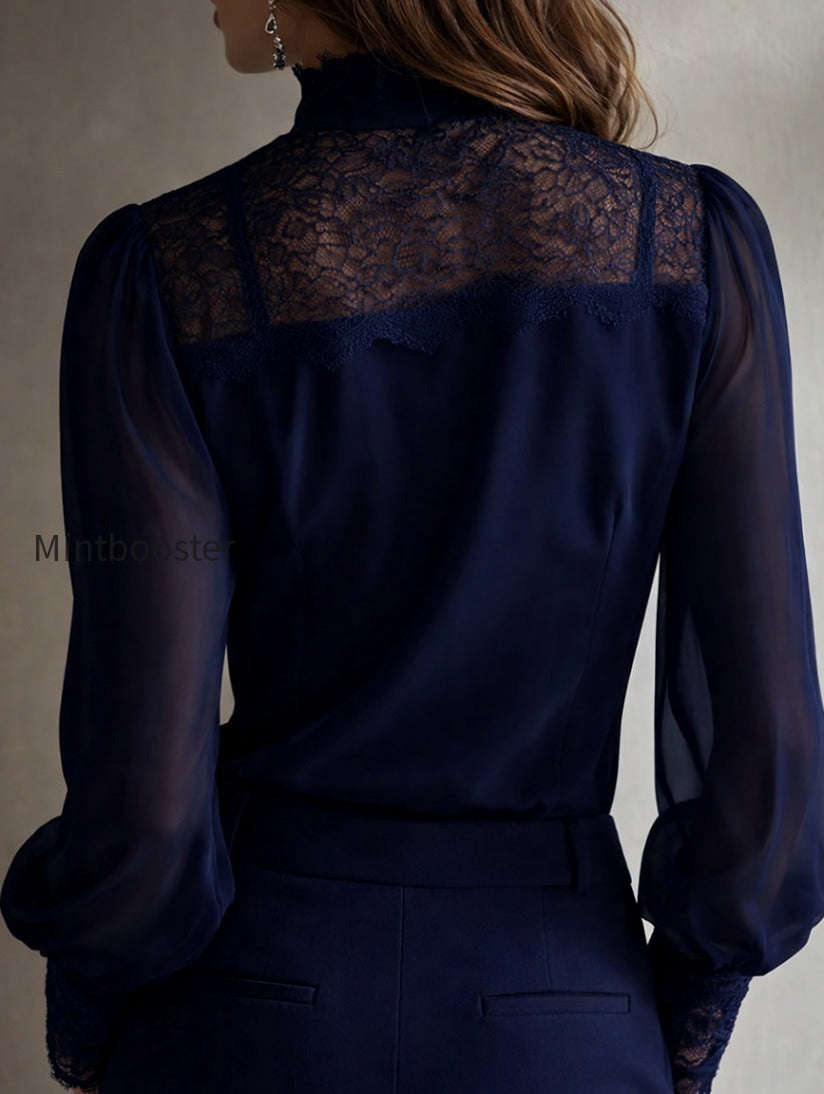 retro-elegant-lace-stand-up-collar-tie-neck-chiffon-blouse-hrpk
