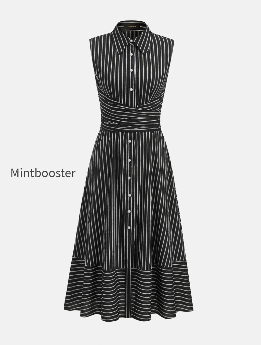 striped-collared-sleeveless-tie-waist-midi-dress