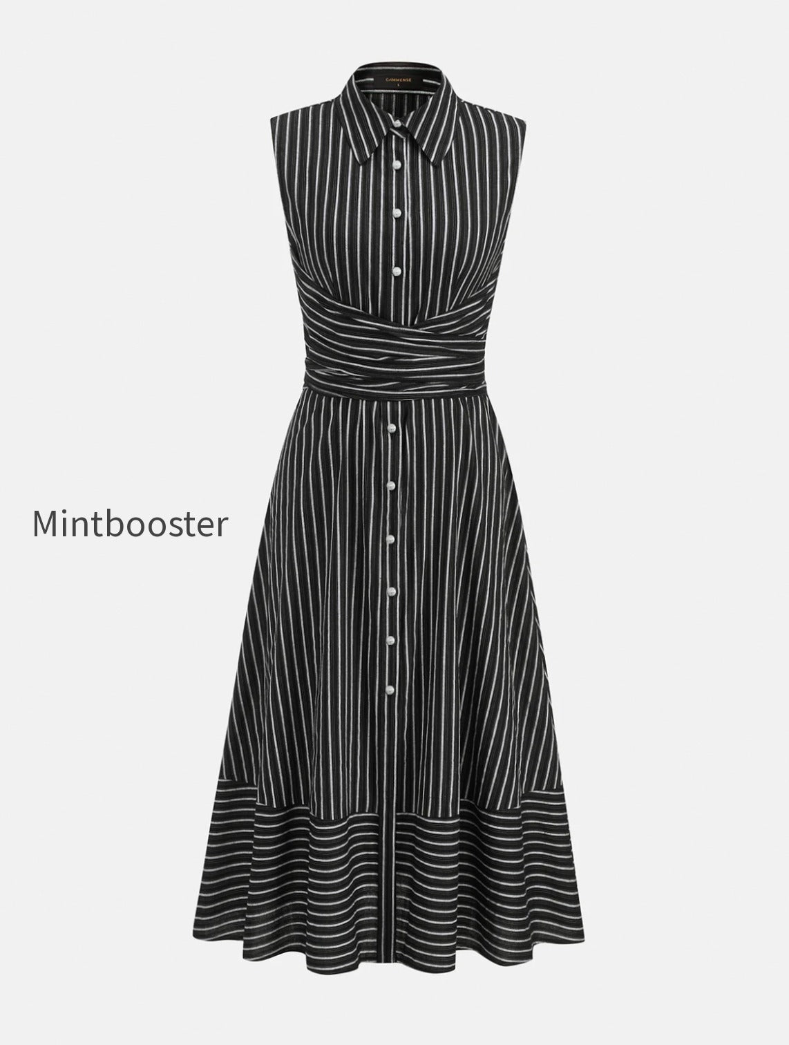 striped-collared-sleeveless-tie-waist-midi-dress