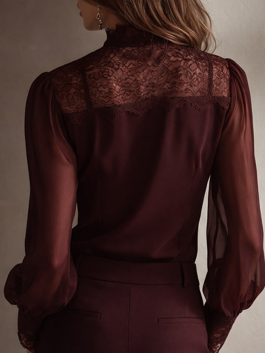 retro-elegant-lace-stand-up-collar-tie-neck-chiffon-blouse-hrpk