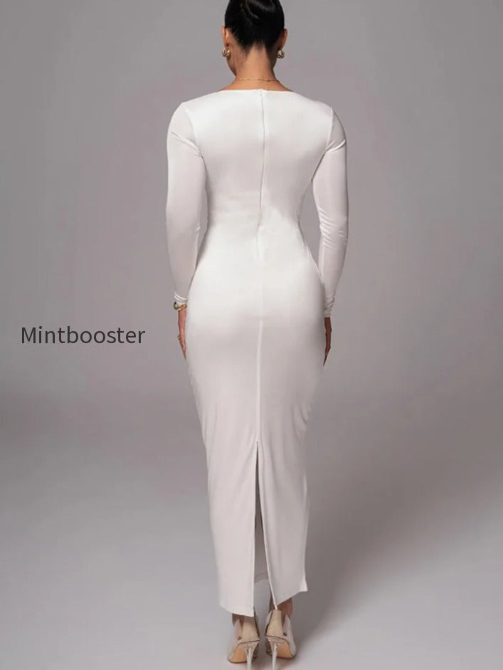 hollow-long-sleeve-bodycon-midi-dress