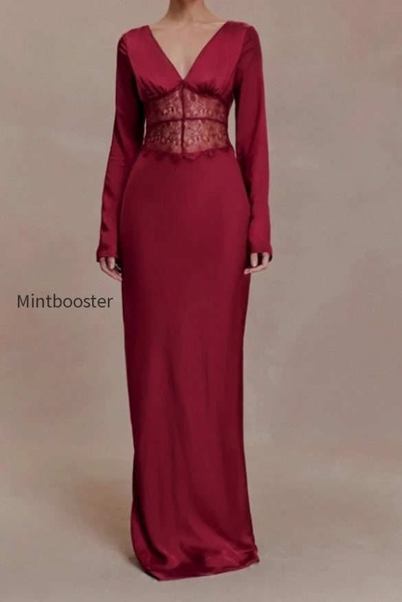 deep-v-neck-lace-panel-bodycon-maxi-lace-dress